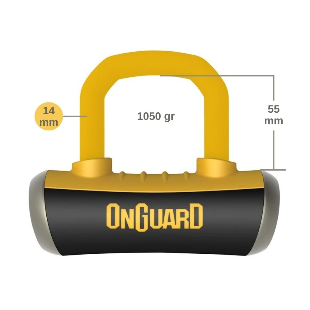 OnGuard Boxer 8048C 14mm U-Lock Disk Kilidi | Yüksek Güvenlikli Motosiklet Kilidi