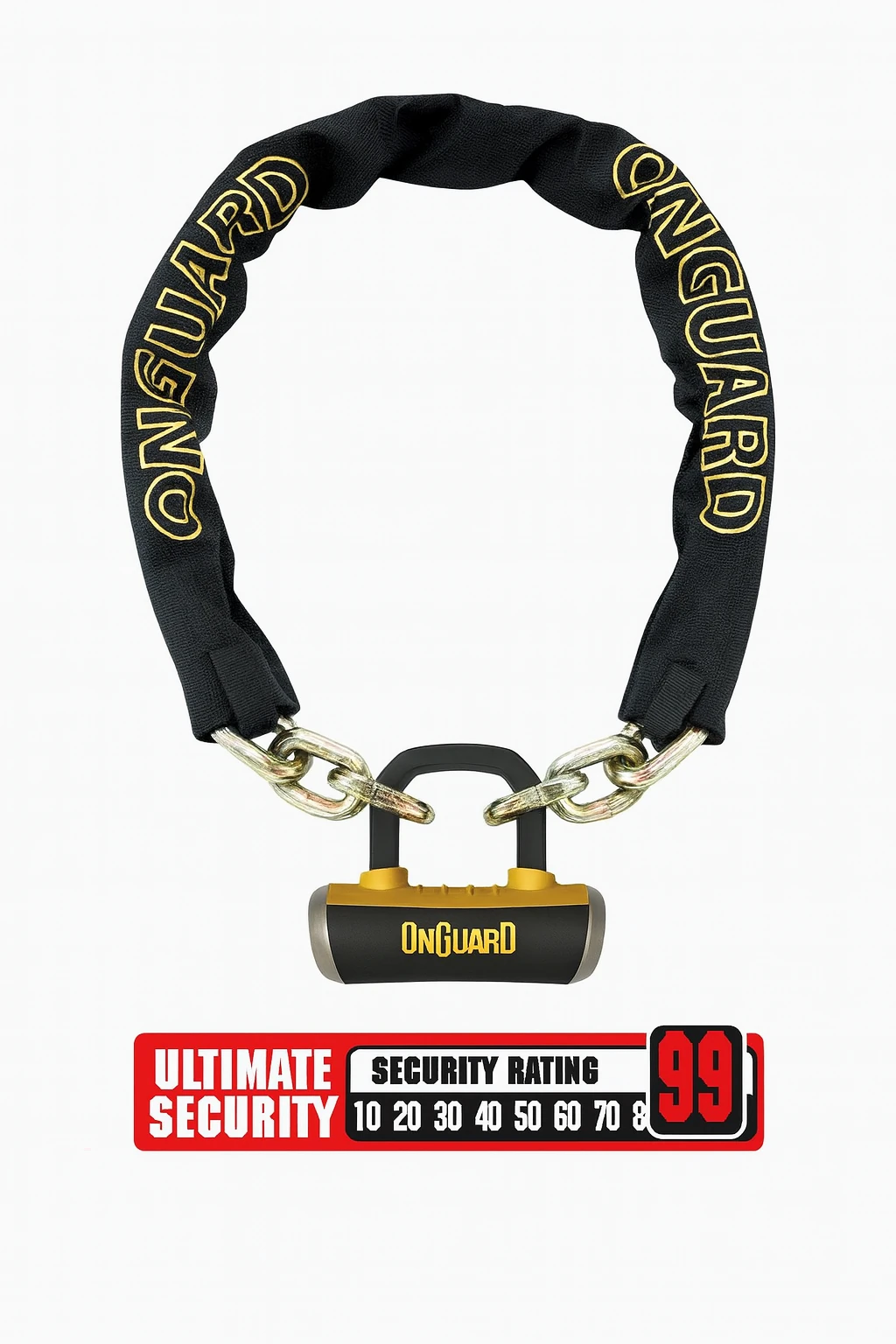 OnGuard Mastiff 8016LX Titanyum Takviyeli Motosiklet Zincir ve Asma Kilit 