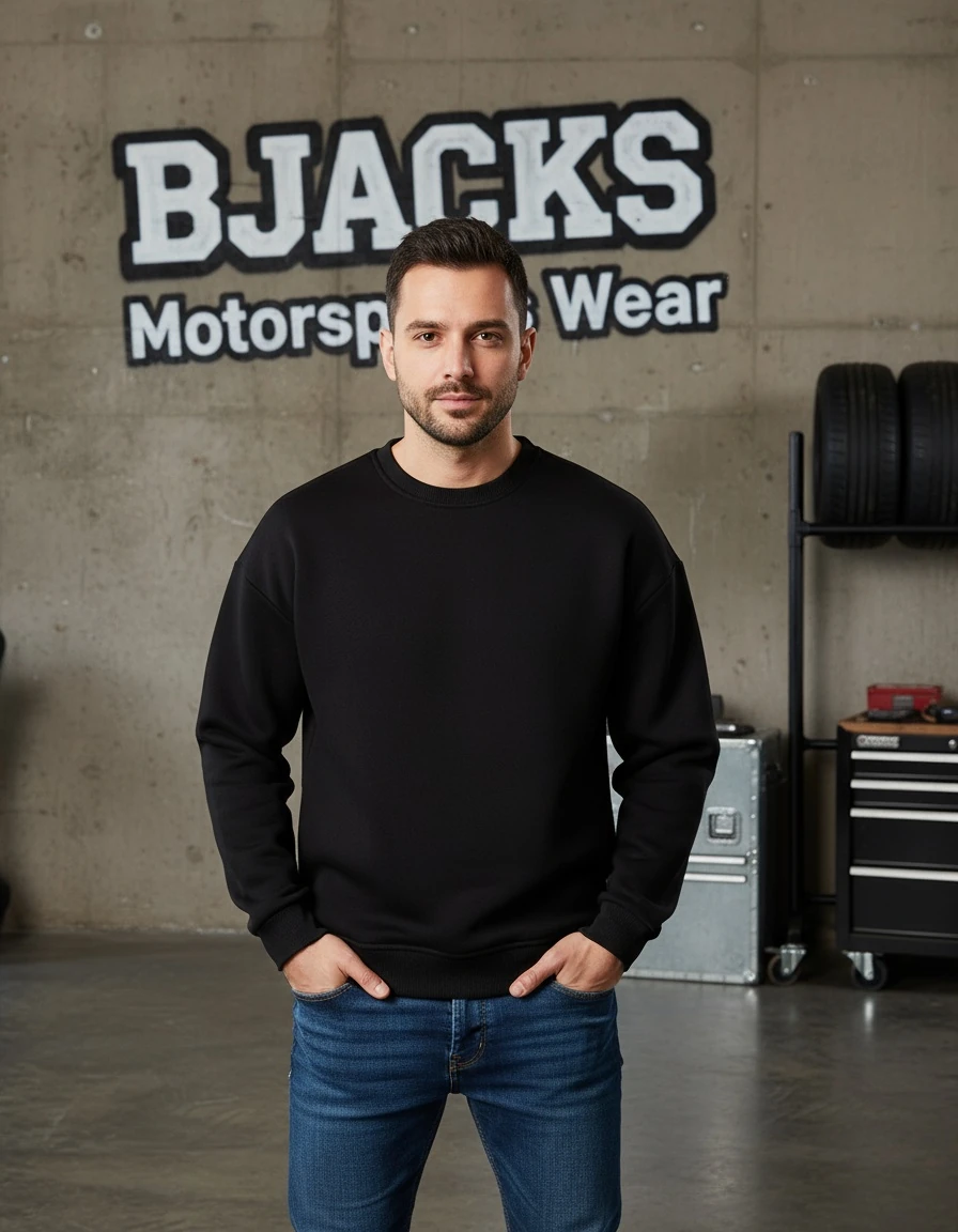 Premium Bisiklet Yaka Sweatshirt – Soğuk Geçirmez, Tüylenme Yapmaz, Rahat Kesim - Siyah