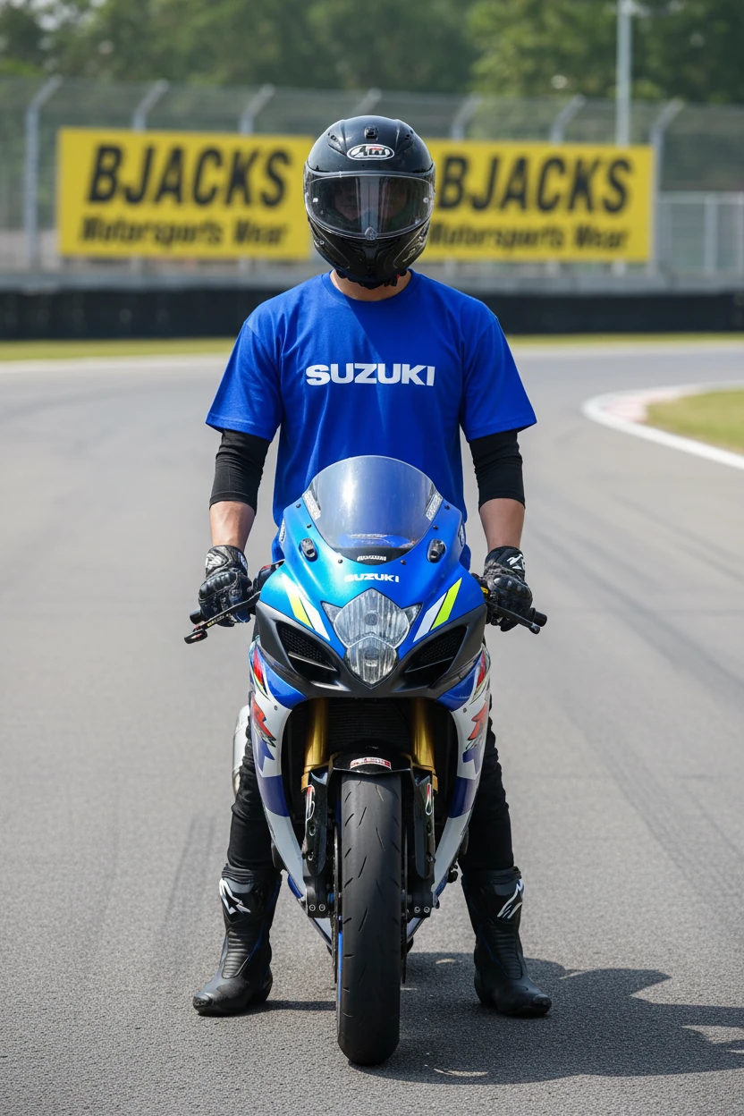 Suzuki Tutkularına Özel Premium Motosiklet Tişörtü - Mavi