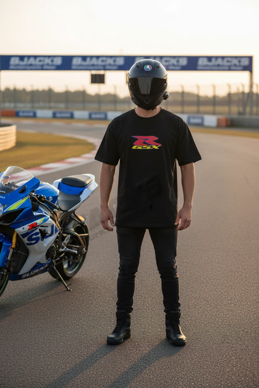 Suzuki GSXR Tutkularına Özel Premium Motosiklet Tişörtü - Siyah