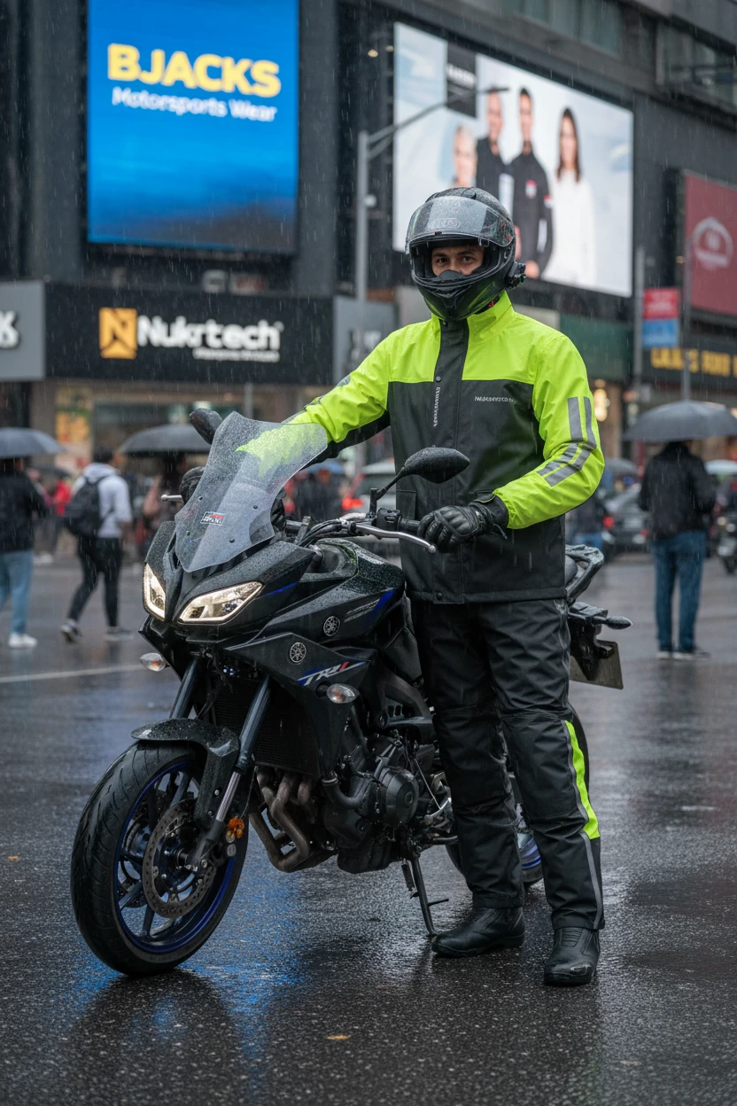 Astarlı PVC Motorcu Yağmurluk – Rüzgâr Geçirmez, Suya Meydan Okuyan Koruma 