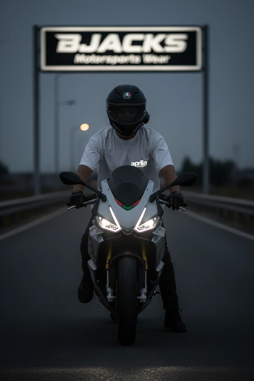 Reflektör Baskılı Aprilia Özel Premium Tişört - Beyaz