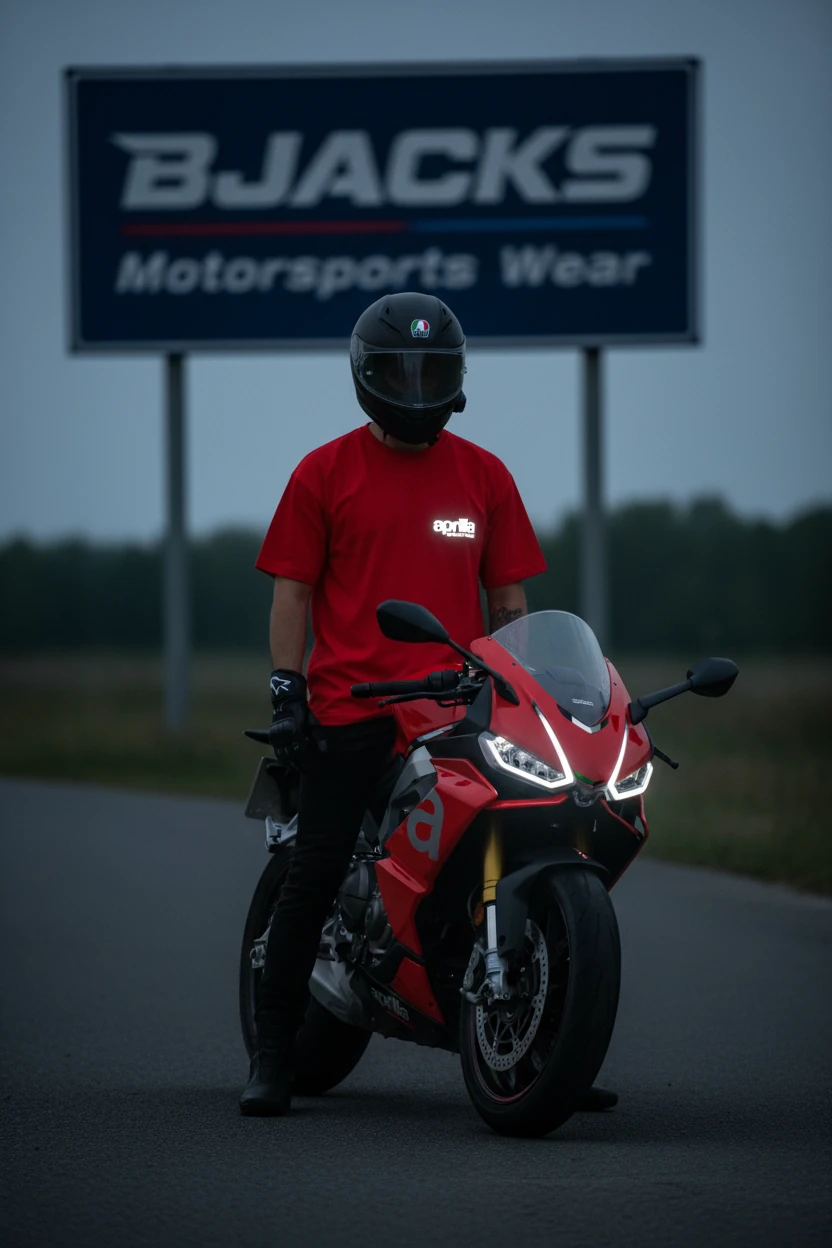 Reflektör Baskılı Aprilia Özel Premium Tişört - Kırmızı