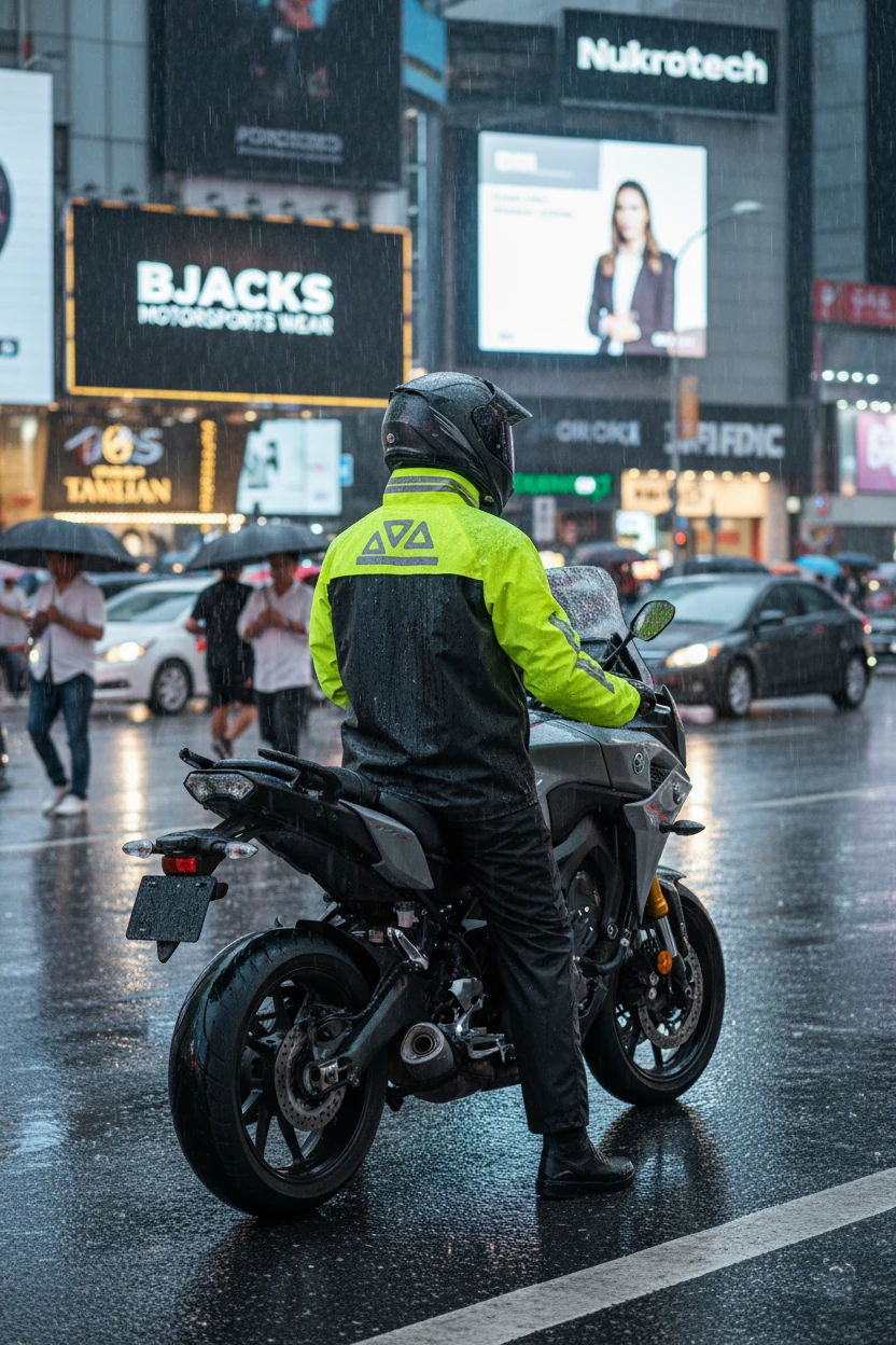 Astarlı PVC Motorcu Yağmurluk – Rüzgâr Geçirmez, Suya Meydan Okuyan Koruma 