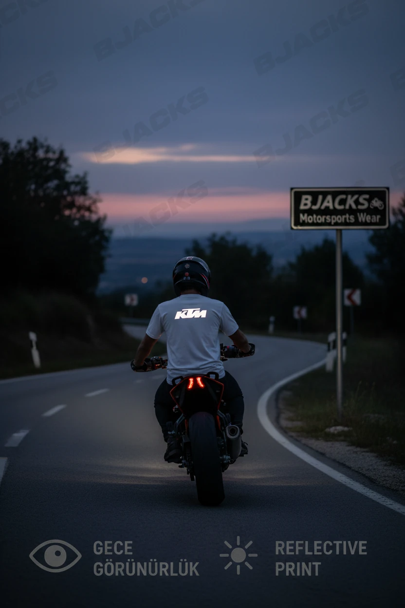 Reflektör Baskılı KTM Özel Premium Tişört - Beyaz