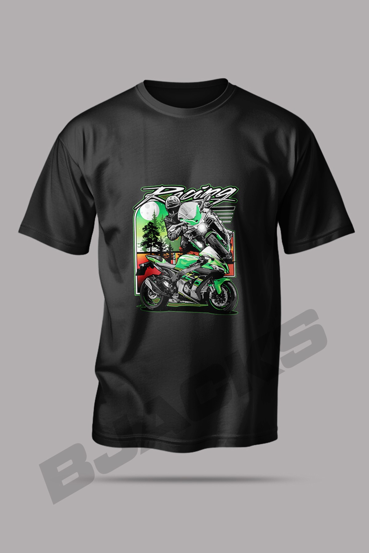 Kawasaki ZX6R Tutkunları İçin Özel Baskılı Premium Tişört