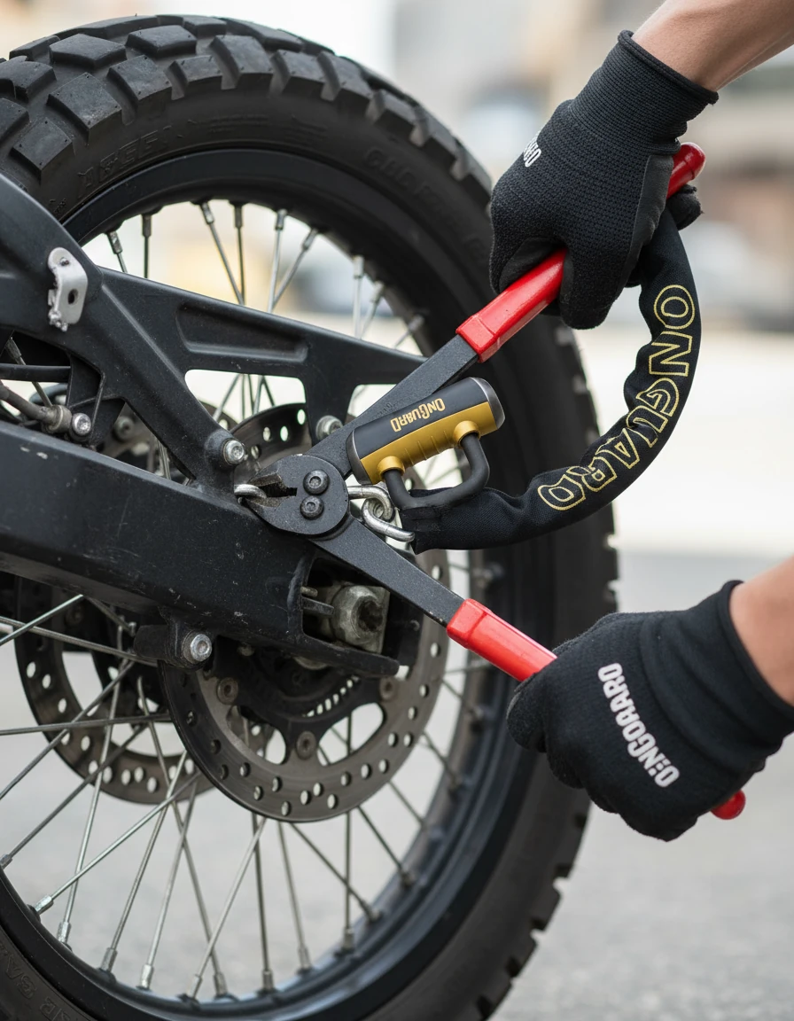 OnGuard Mastiff 8016LX Titanyum Takviyeli Motosiklet Zincir ve Asma Kilit 