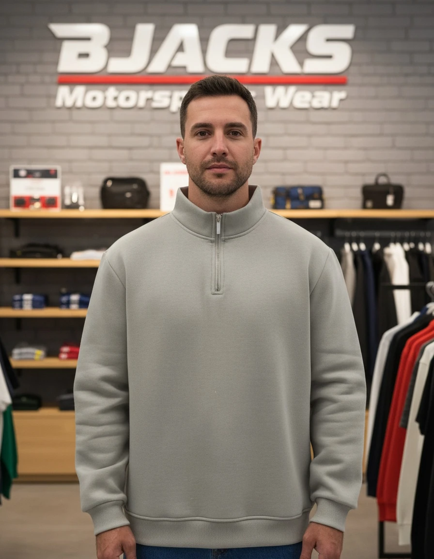 Premium Dik Yaka Fermuarlı Sweatshirt – Soğuk Geçirmez, Tüylenme Yapmaz, Rahat Kesim - Krem