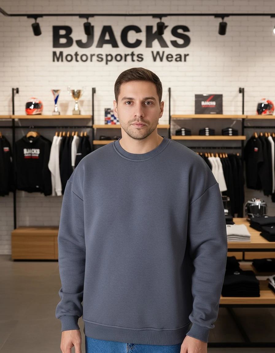 Premium Bisiklet Yaka Sweatshirt – Soğuk Geçirmez, Tüylenme Yapmaz, Rahat Kesim - Taş