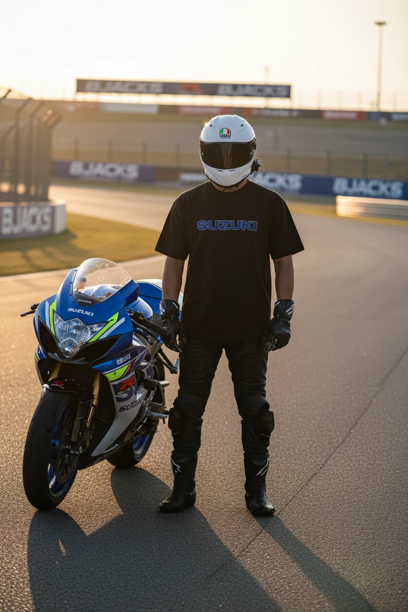 Suzuki Tutkularına Özel Premium Motosiklet Tişörtü - Siyah