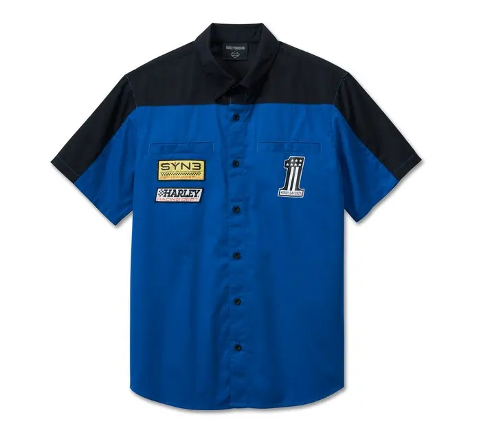 Men's #1 Victory Short Sleeve Shirt Colorblocked Blue
