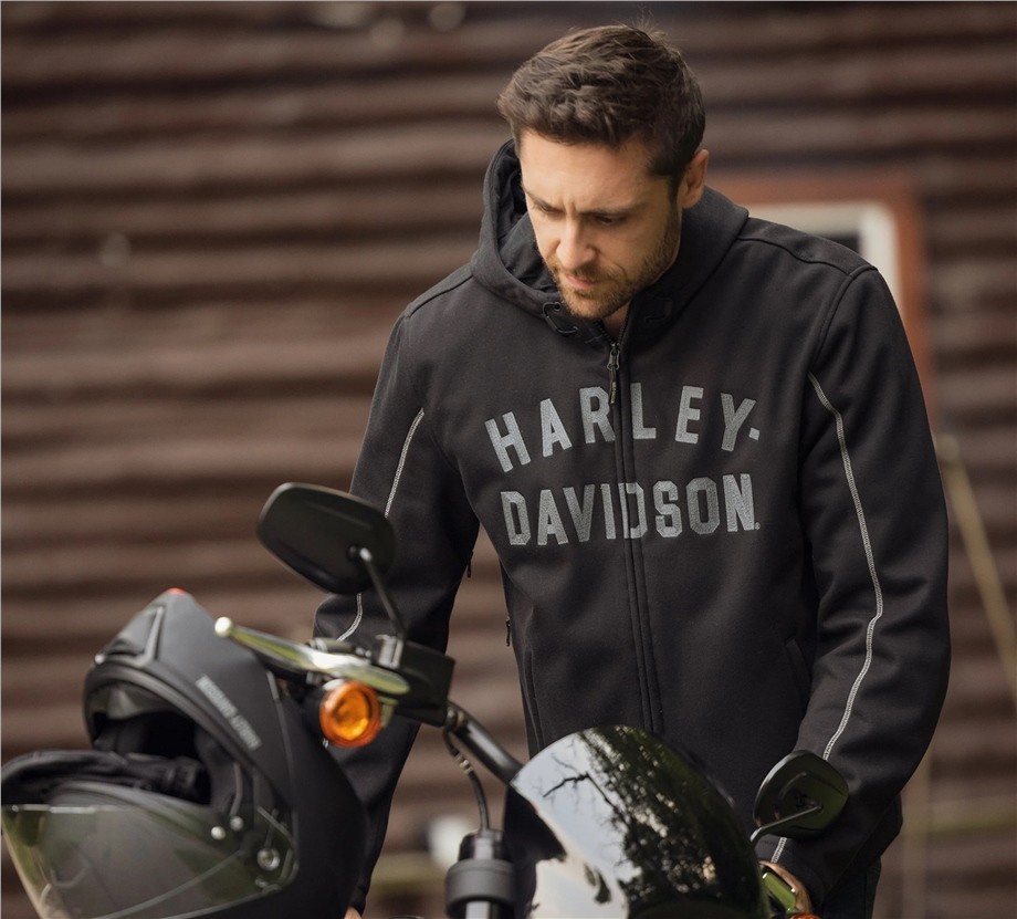 Harley-Davidson® Men's Deflector Hooded Riding Fleece - Black