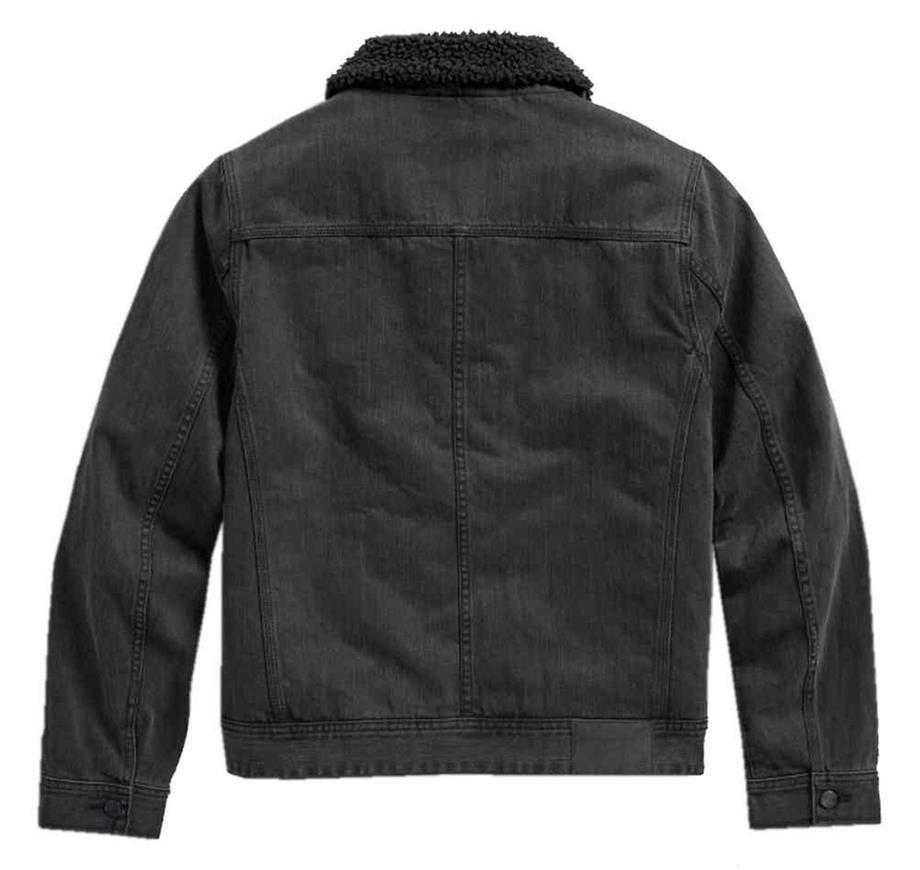 Men's Sherpa Fleece Collar Denim Causal Jacket