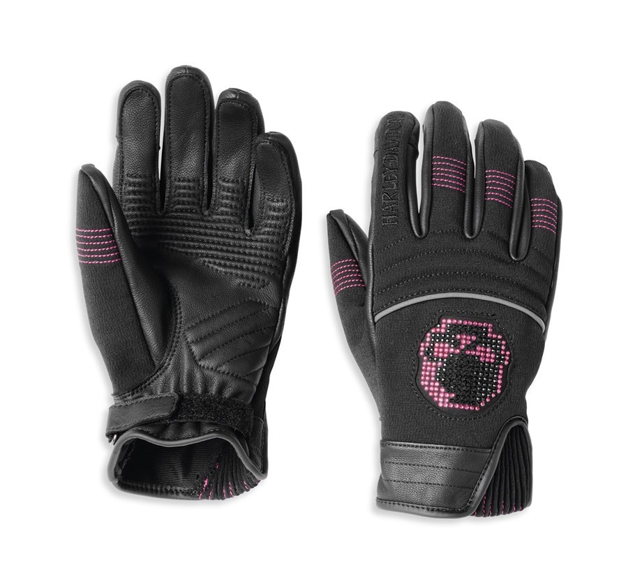 Harley-Davidson® Women's Willie G Ff Mixed Media Glove W/ Rhinestones
