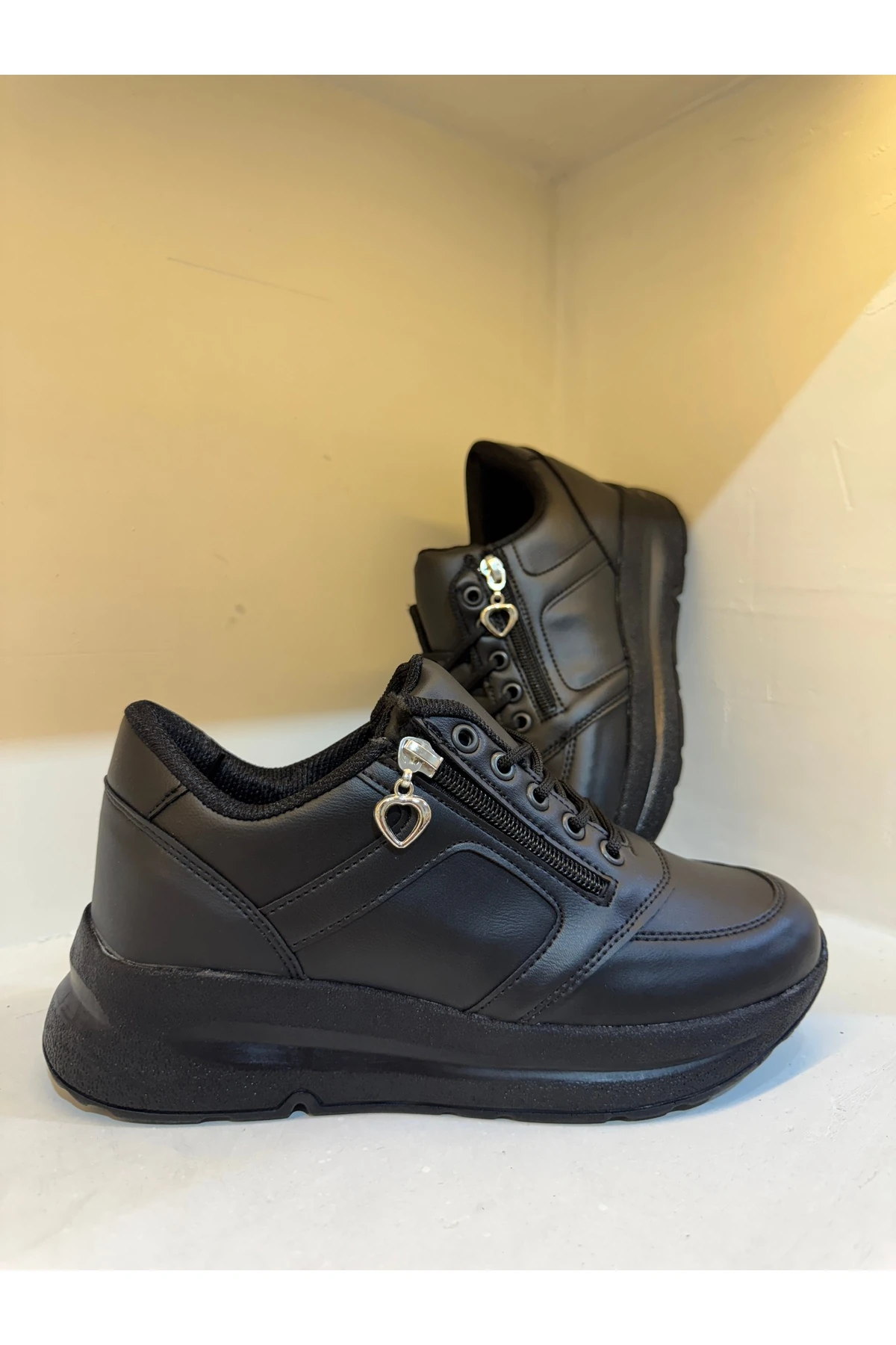 Kadın Fermuarlı Spor Ayakkabı Rahat Konforlu Sneker Spor Şık