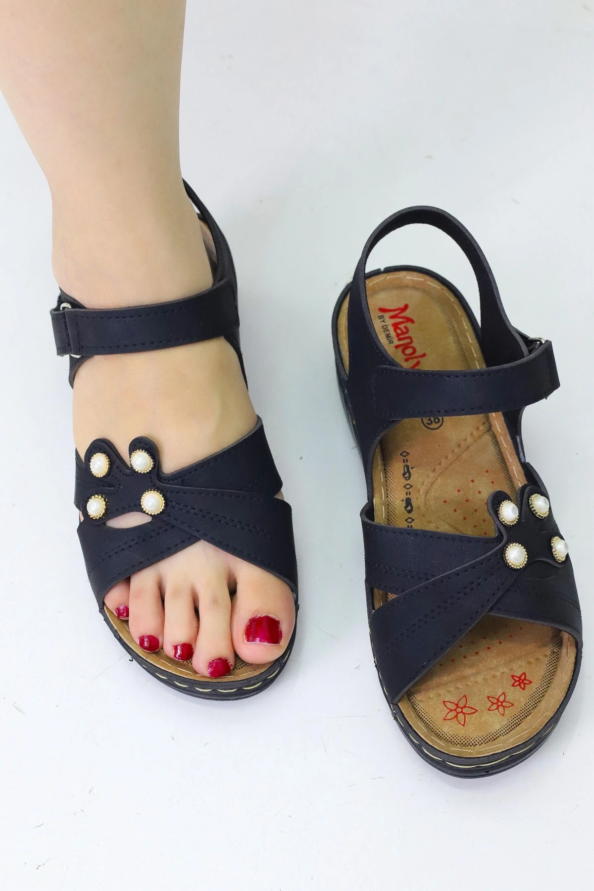 Şık rahat anne konforlu sandalet ortopedik