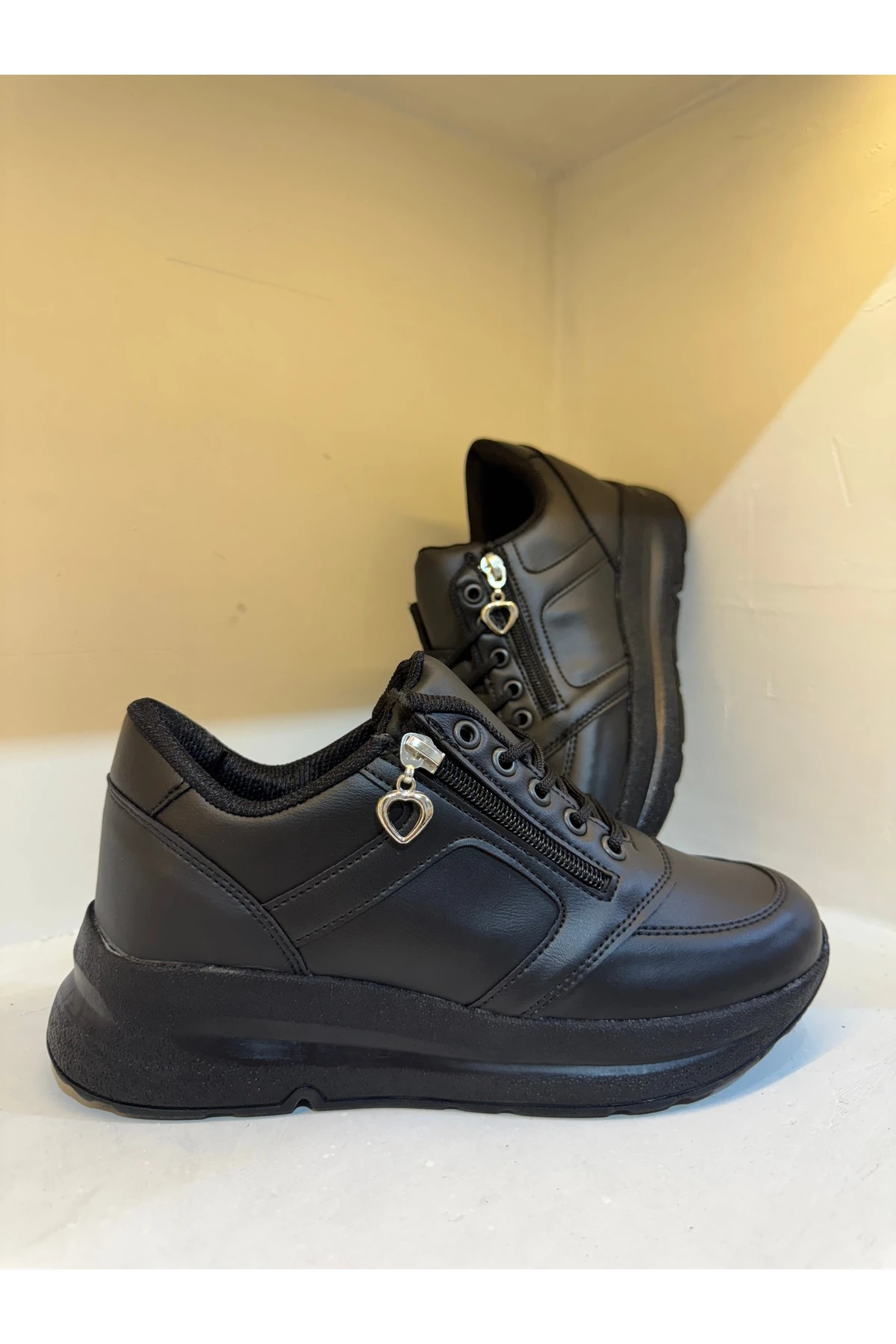 Kadın Fermuarlı Spor Ayakkabı Rahat Konforlu Sneker Spor Şık