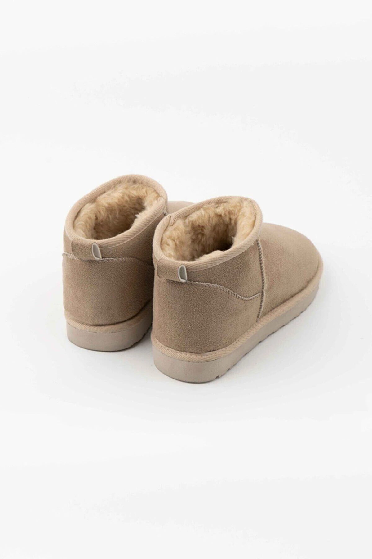 Kadın Bej Süet Yarım Bot Içi Tüylü Kalın Taban Ayakkabı