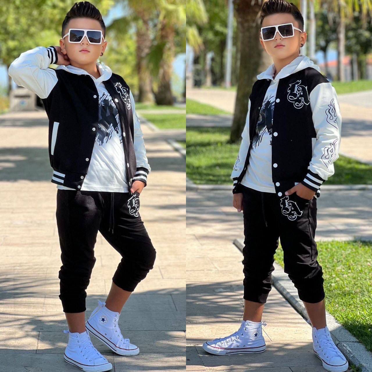 Erkek Çocuk 3 İp kolaj Ceketli Takım