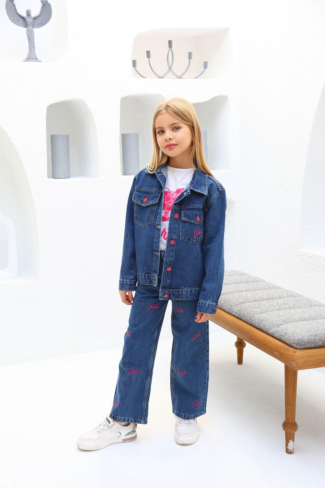 Kız Çocuk Nakışlı Pantalon Ceket Takım