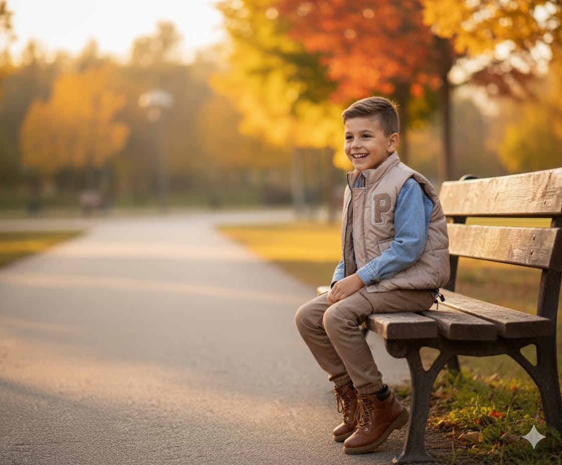 Erkek Çocuk Yelek, Kot Ceket, Pantalon ve Badt 4 Lü Takım