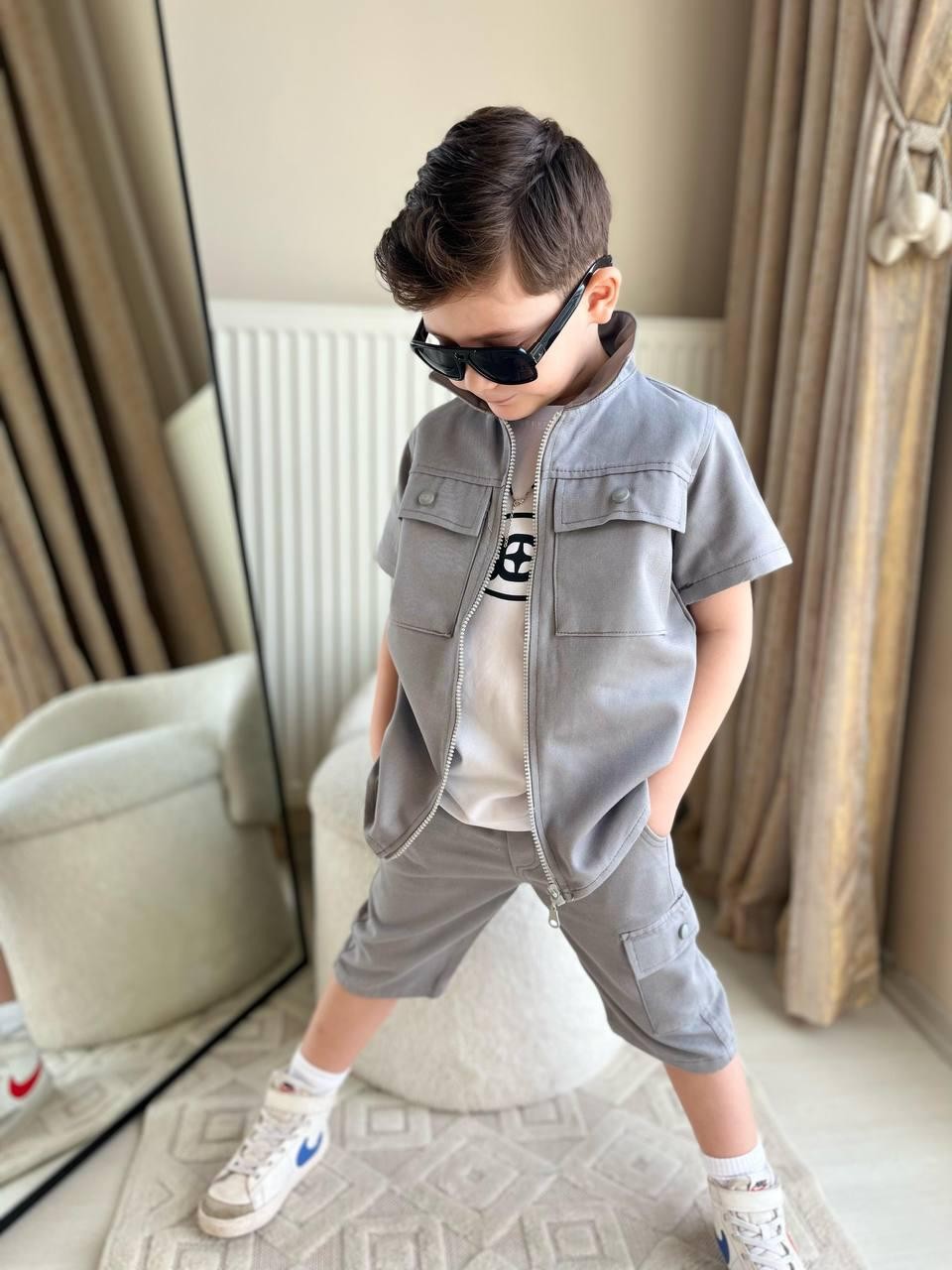 Erkek Çocuk Gabardin 3 Lü Takım - gri