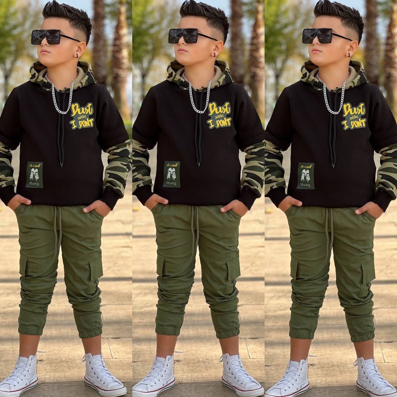 Erkek Çocuk Kamuflaj Desenli 2 Li Takım - Siyah