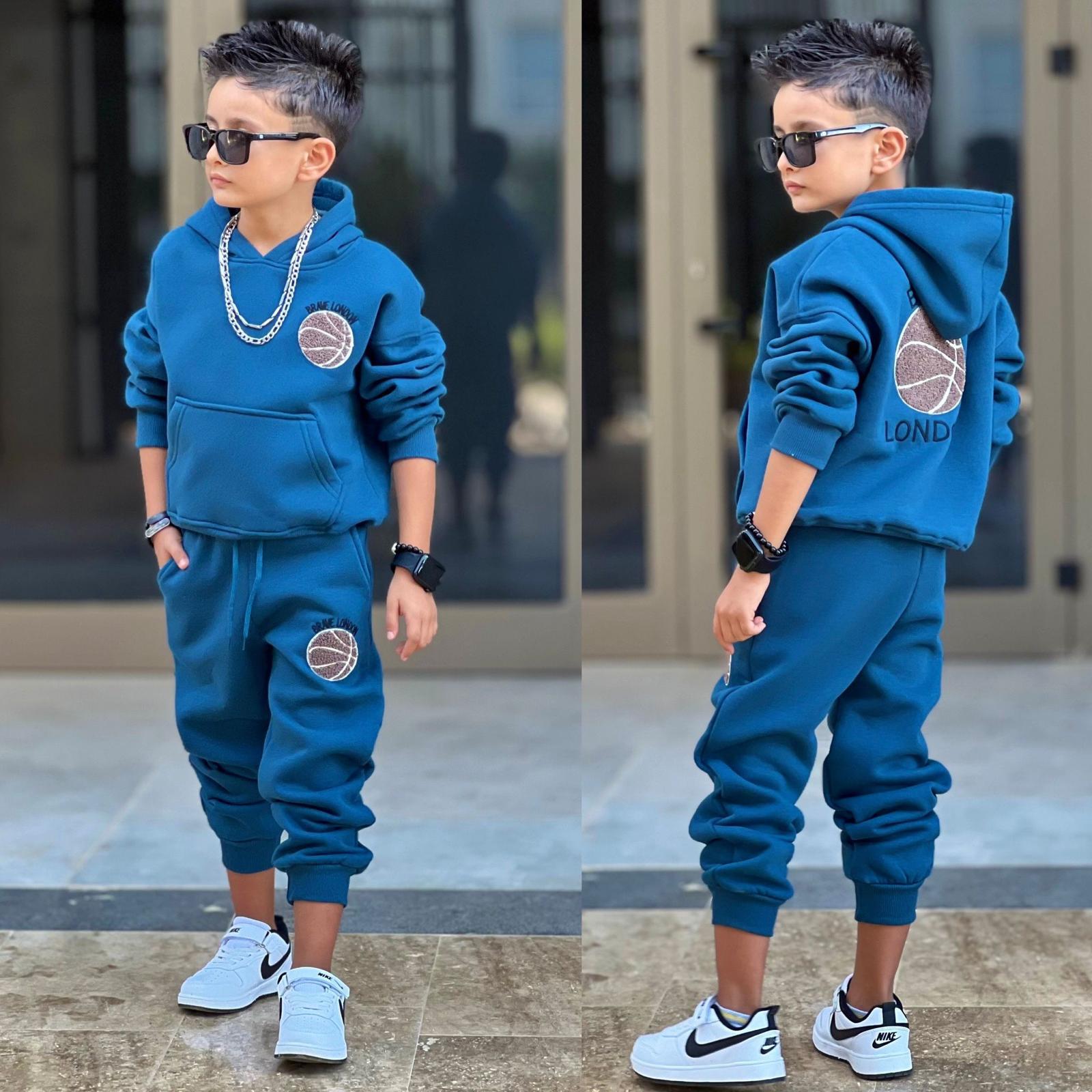 Erkek Çocuk London Basketbol Kapüşonlu Takım - Mavi