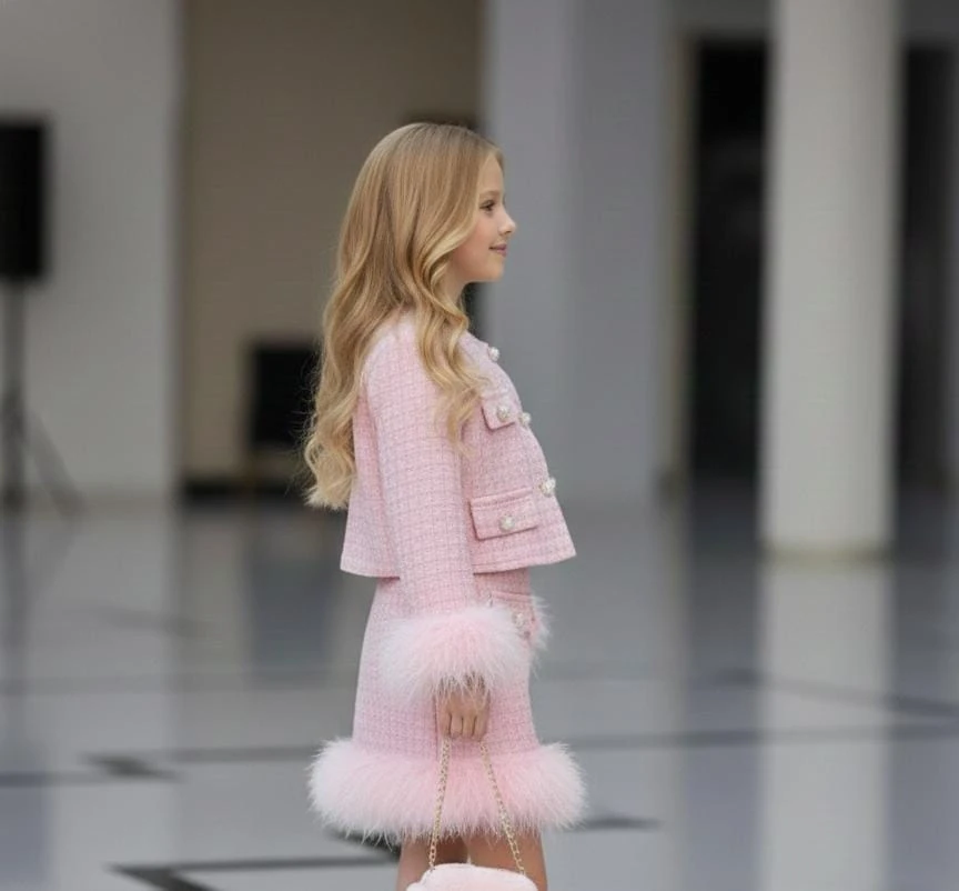 Kız Çocuk Çantalı Etekli Takım