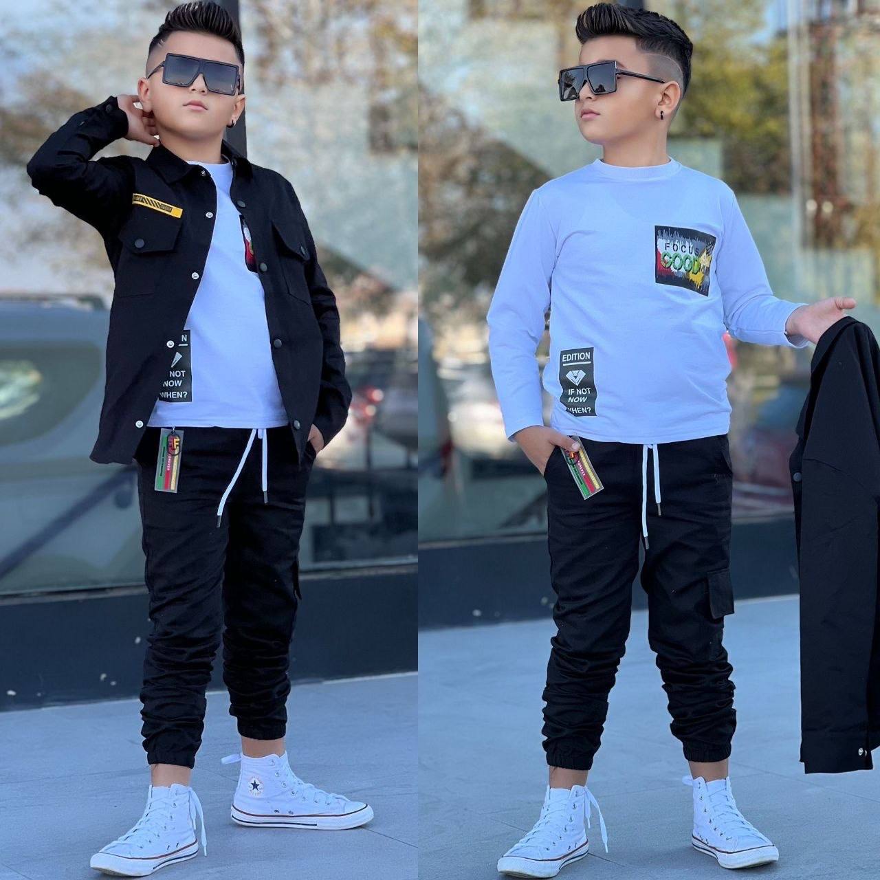 Erkek Çocuk Gabardin 3 Lü Takım - Siyah