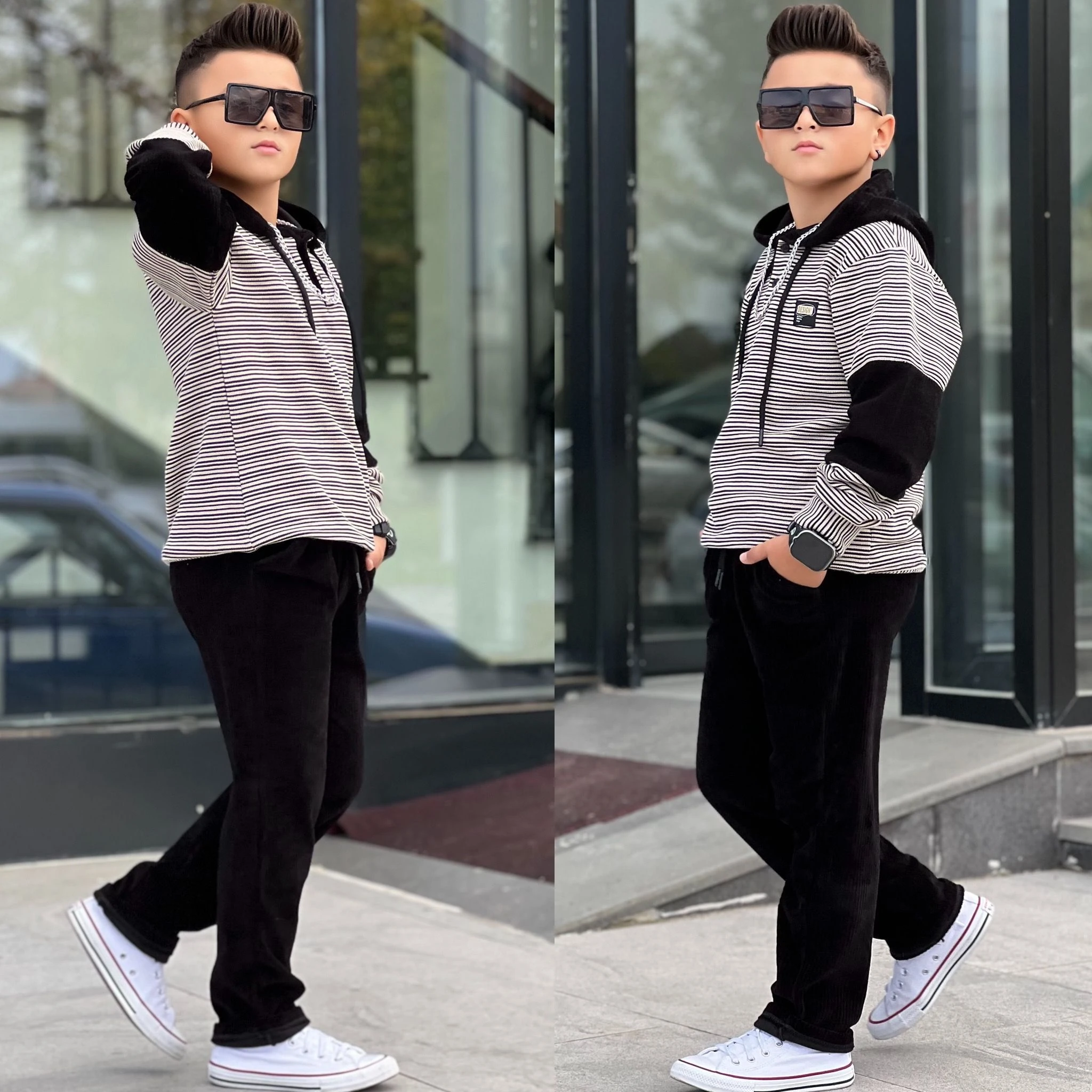 Erkek Çocuk Garson Boy Kadife ve Triko Tarz Takım