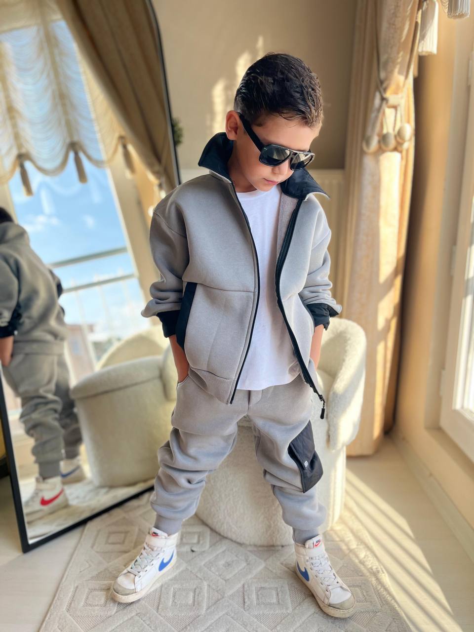 Erkek Çocuk Kapitone Hırkalı 2’li Takım - gri