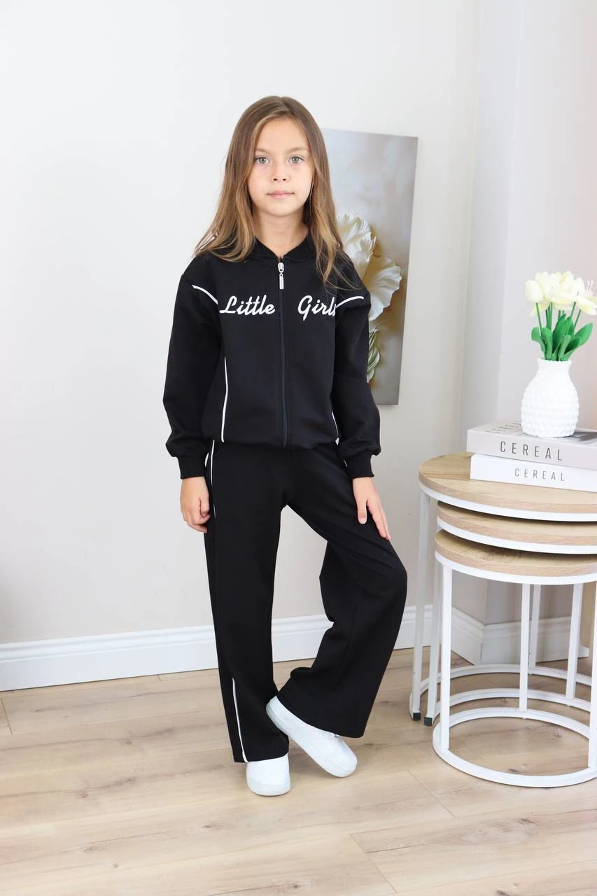 Kız Çocuk Little Girls Fermuarlı Tarz 2 li Takım