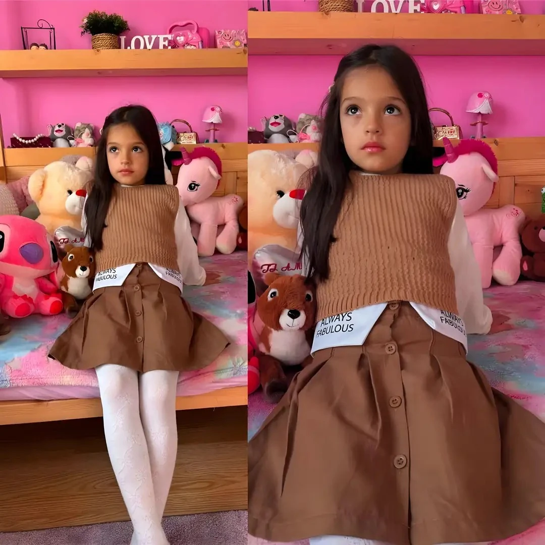 Kız Çocuk Triko Kadife Takım