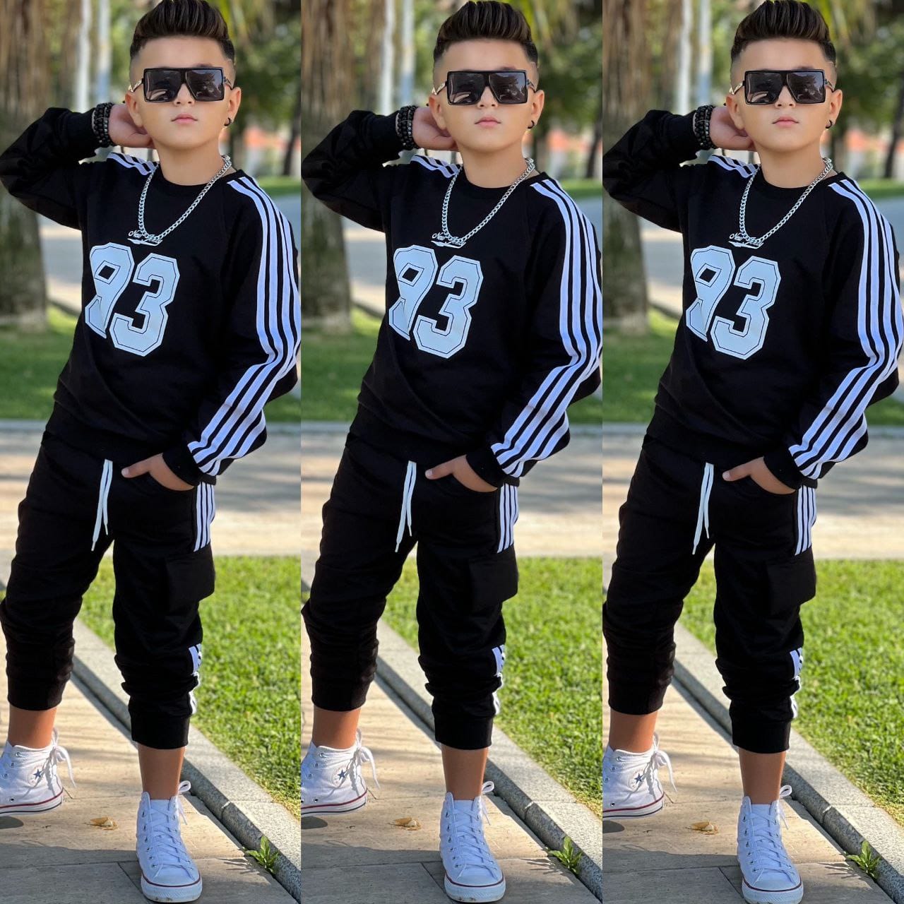 Erkek Çocuk 93 Baskılı 2 İp Takım - Siyah