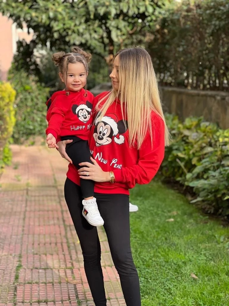  Aile Kombini Yılbaşı Kırmızı Sweat Kombin
