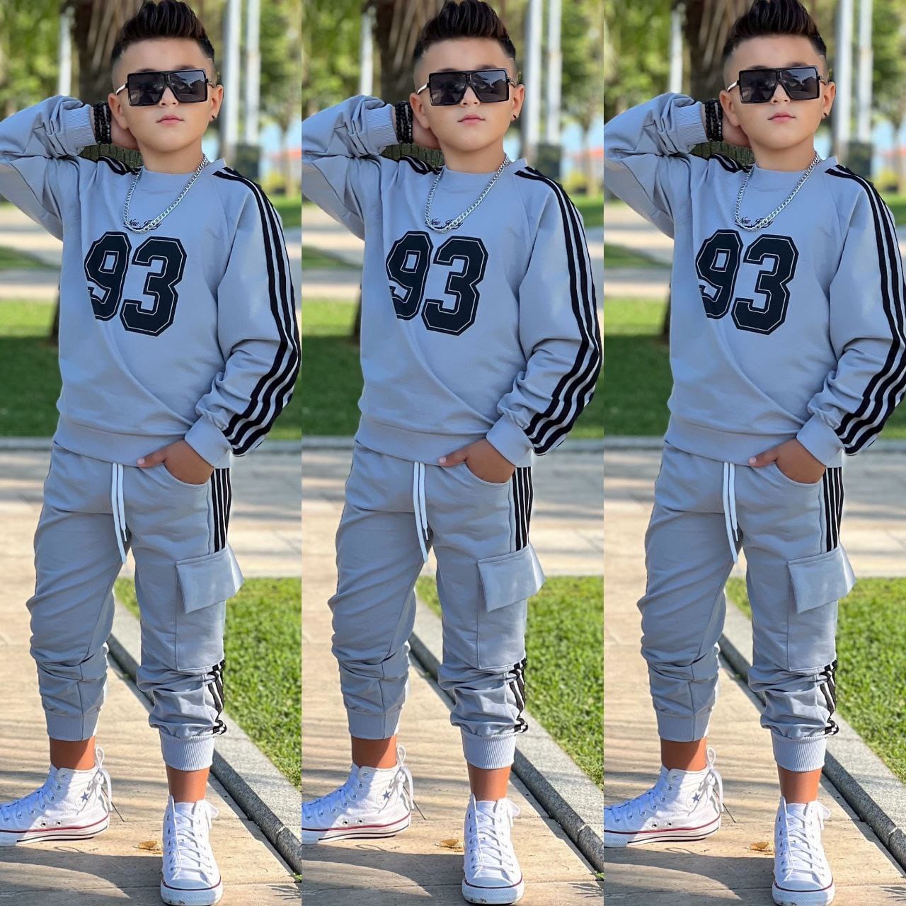 Erkek Çocuk 93 Baskılı 2 İp Takım - gri