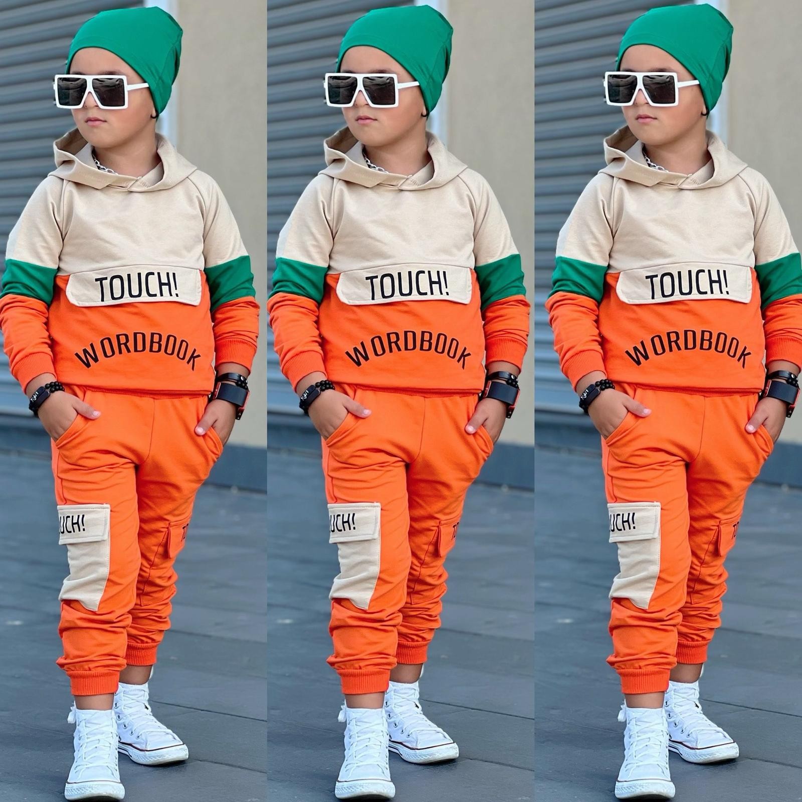 Unisex Touch 3 Lü Kapişonlu Eşofman Takım - Turuncu