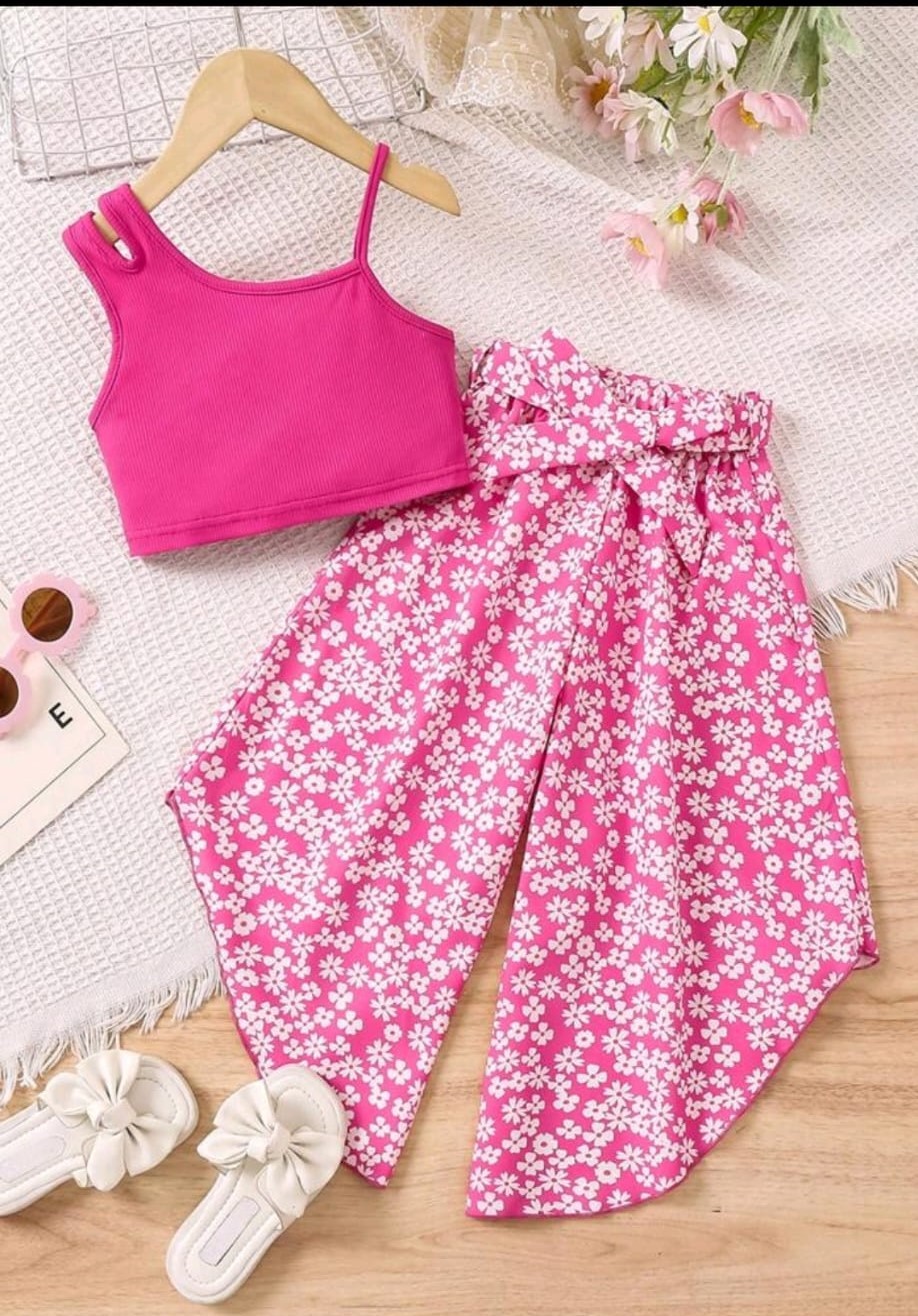 Kız Çocuk Pembe Şalvarlı Takım