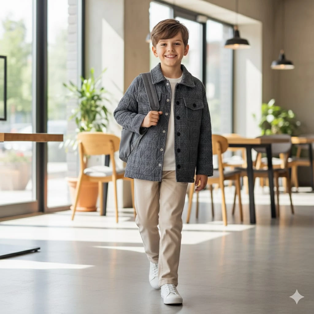 Erkek Çocuk Jakarlı Ceket Gabardin Patolon Bady 3 Lü Takım