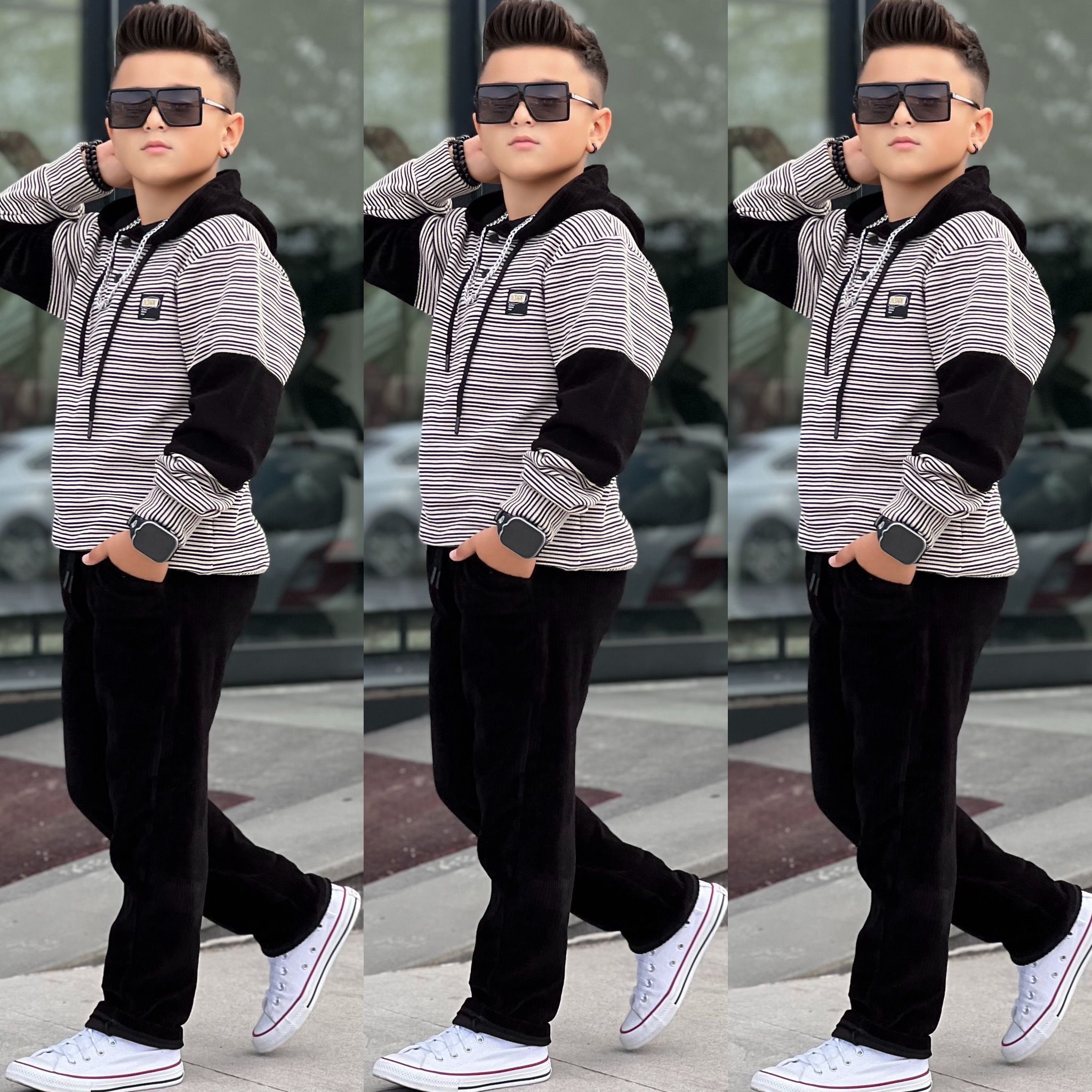 Erkek Çocuk Garson Boy Kadife ve Triko Tarz Takım