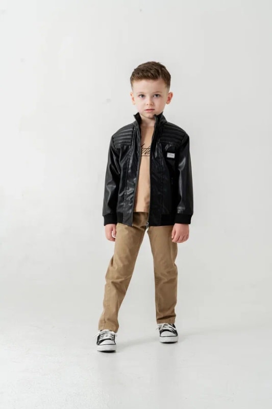 Erkek Çocuk Deri Montlu Takım