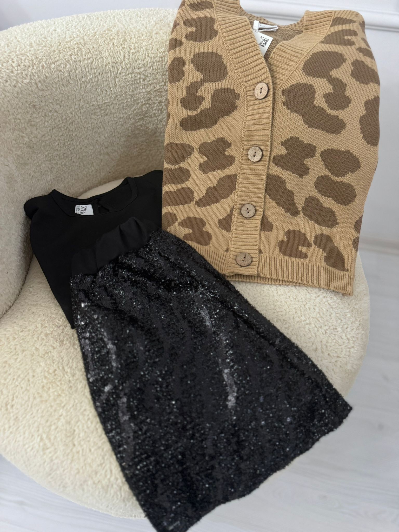 Kız Çocuk 3 lü Leopar Triko Takım