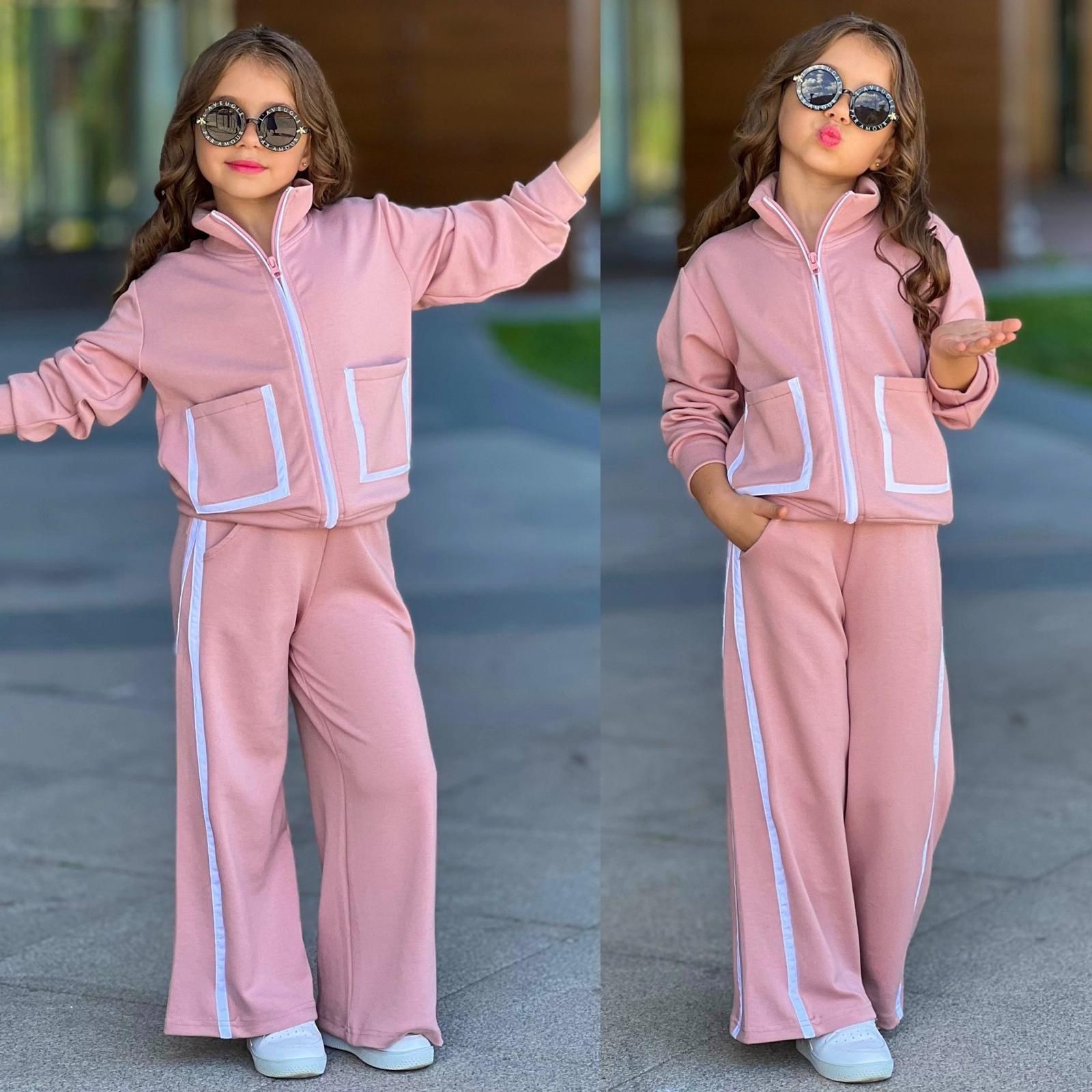 Kız Çocuk Biyeli Takım - Pembe