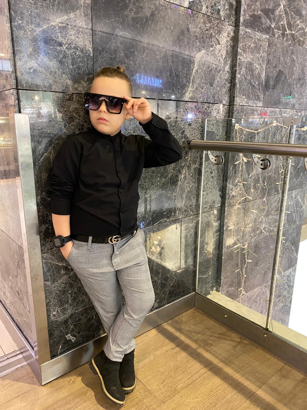Erkek Çocuk Pantolon Gömlek Kemer 3 Lü Takım
