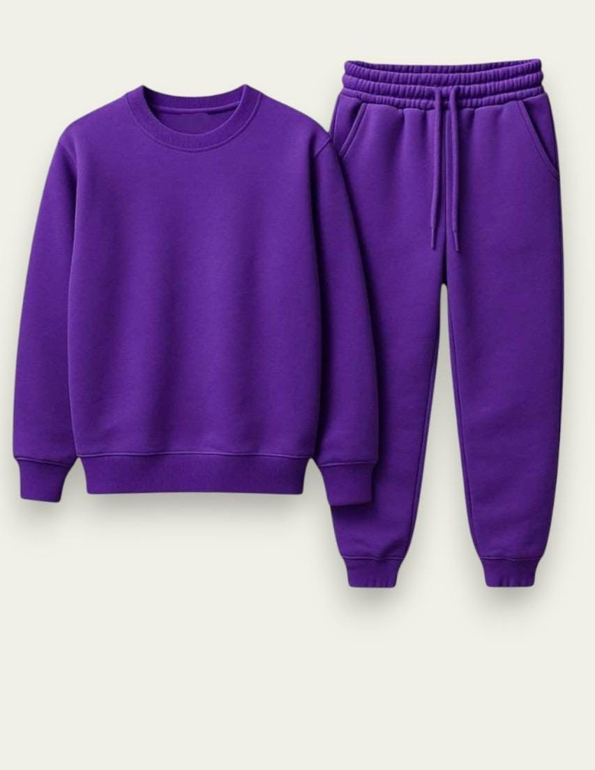Unisex 3 İp Şardonlu Eşofman Takımm - Mor