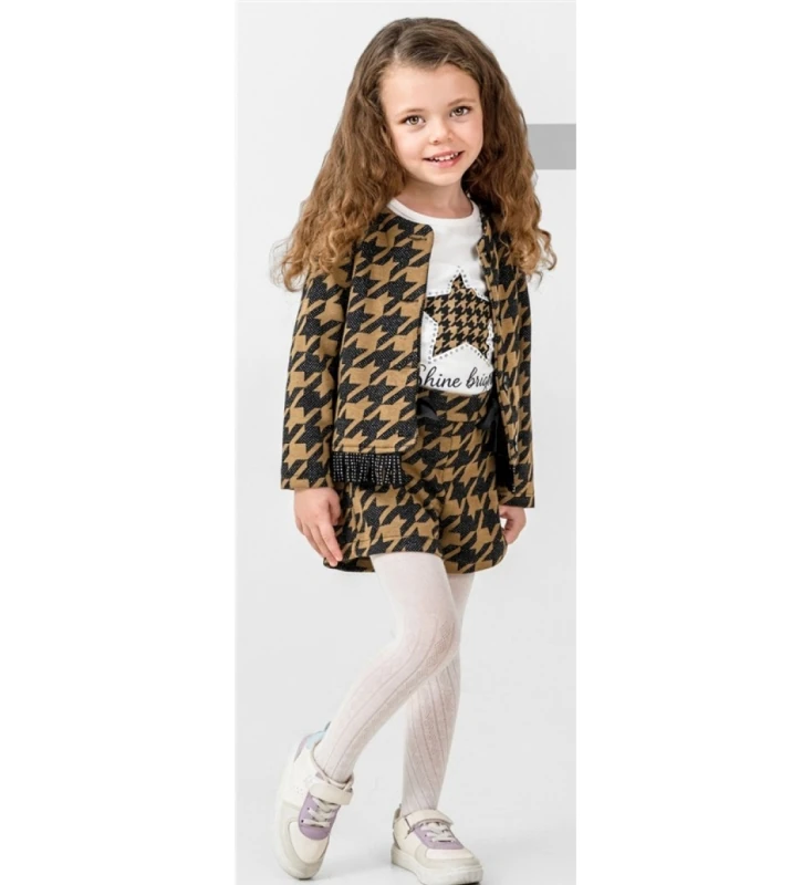 Kız Çocuk 4 Parça Şortlu Takım Çorap Hediye