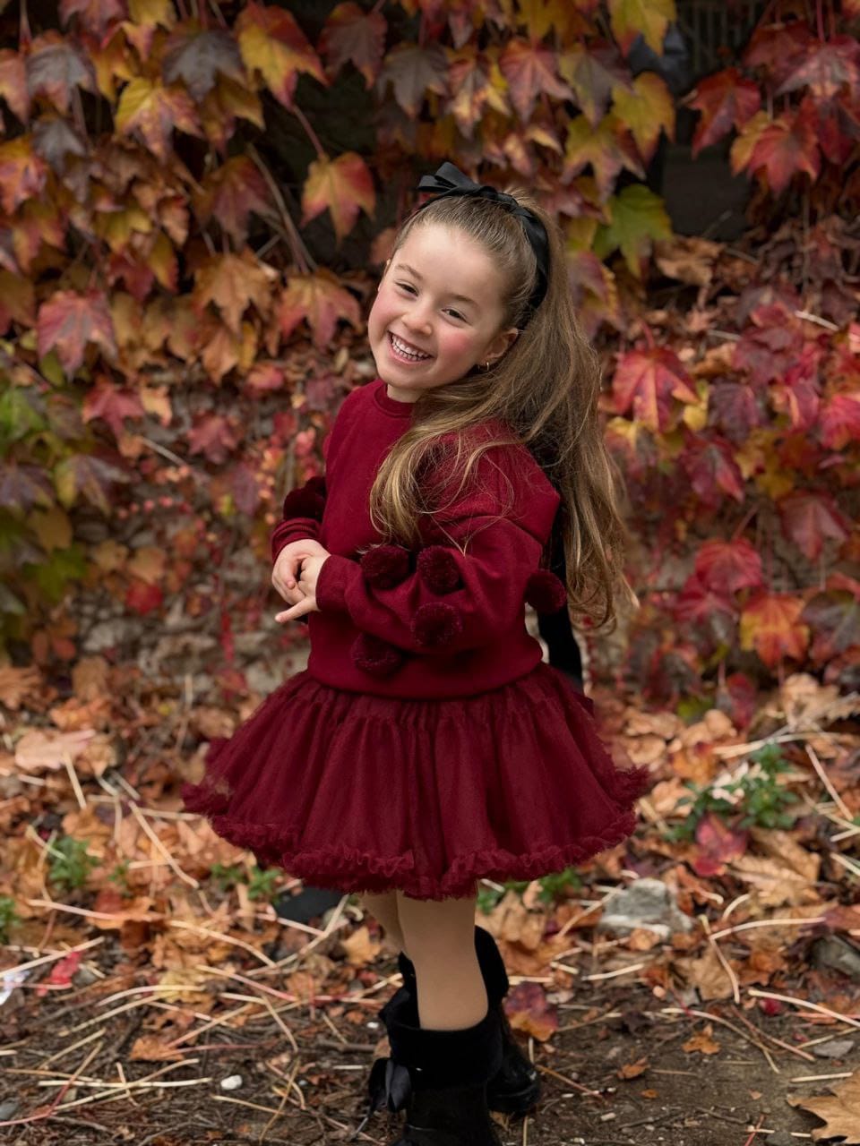 Kız Çocuk Etekli Takım - Bordo