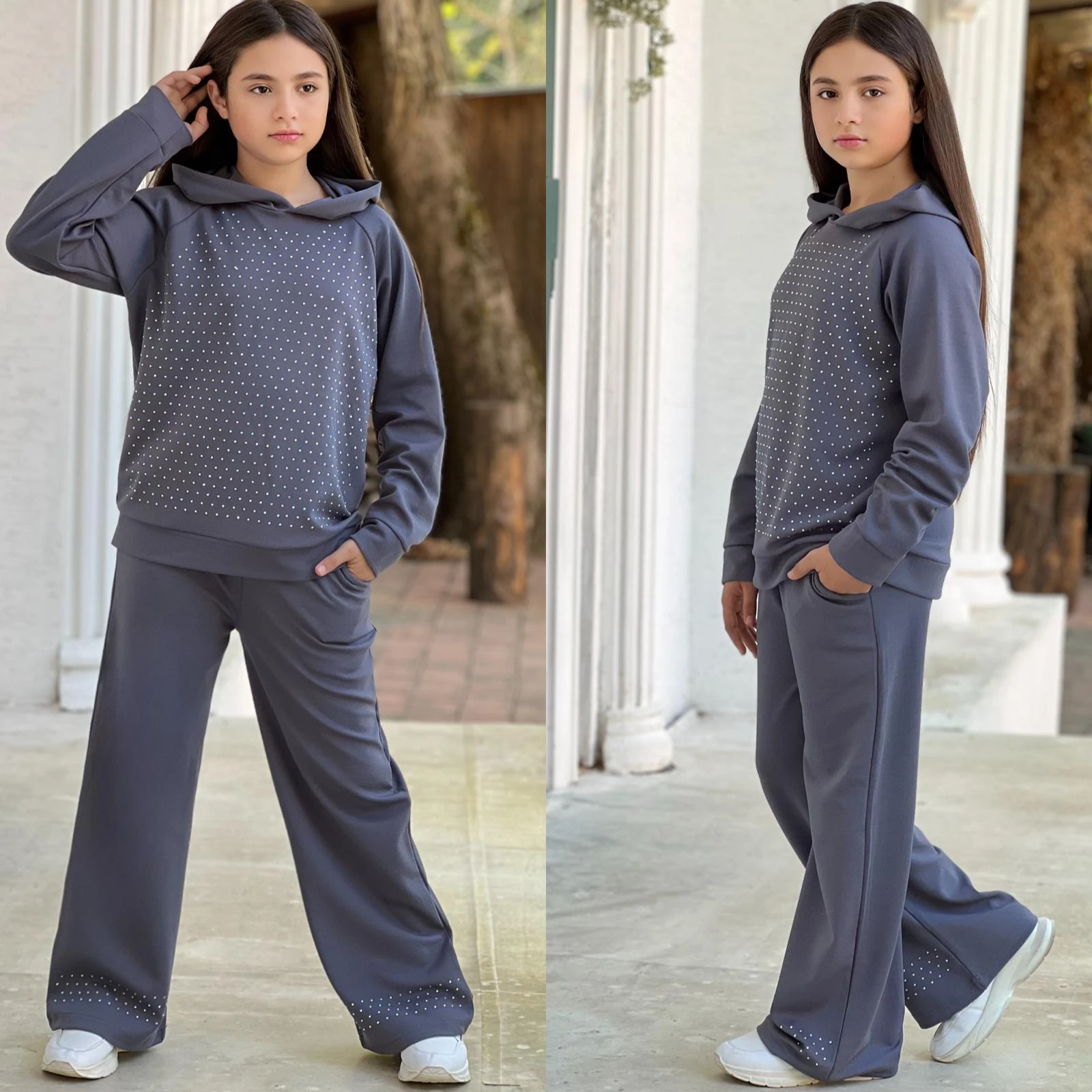 Kız Çocuk Çakıltaşı Kumaş 2 Li Takım